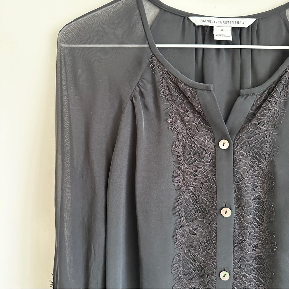 DVF • Taylor Silk + Lace Blouse - Picture 2 of 7